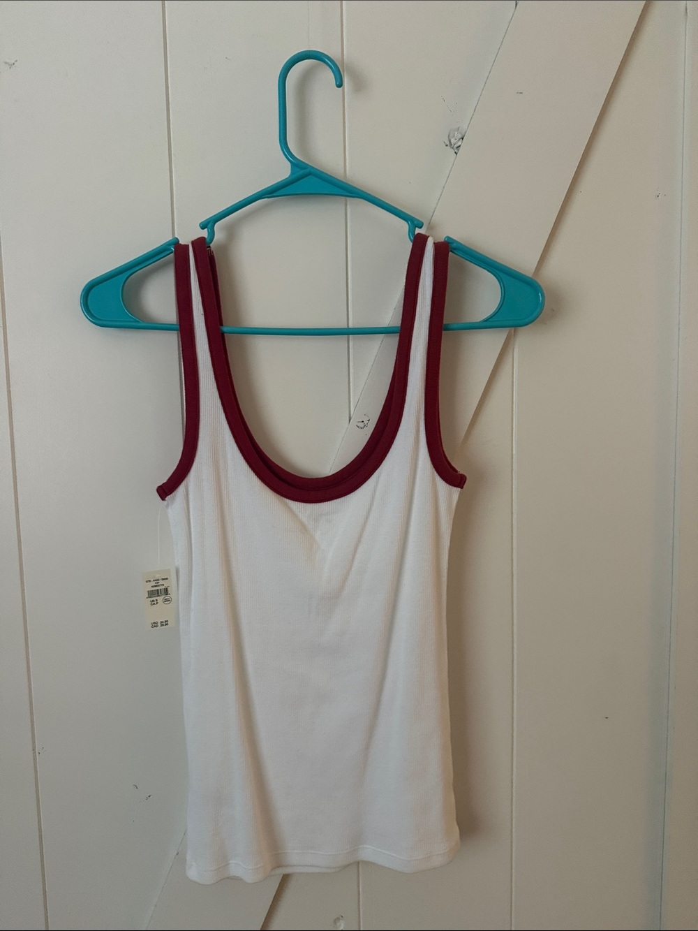 aerie White Tank with Burgundy Trim